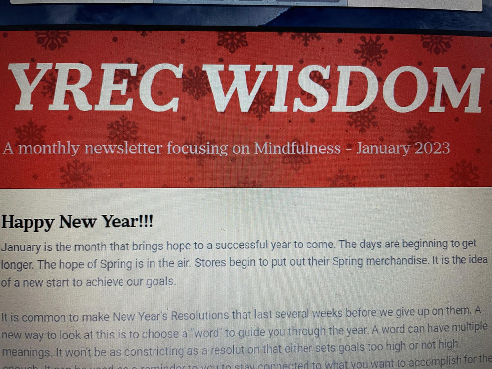 A monthly newsletter focusing on Mindfulness - January 2023
