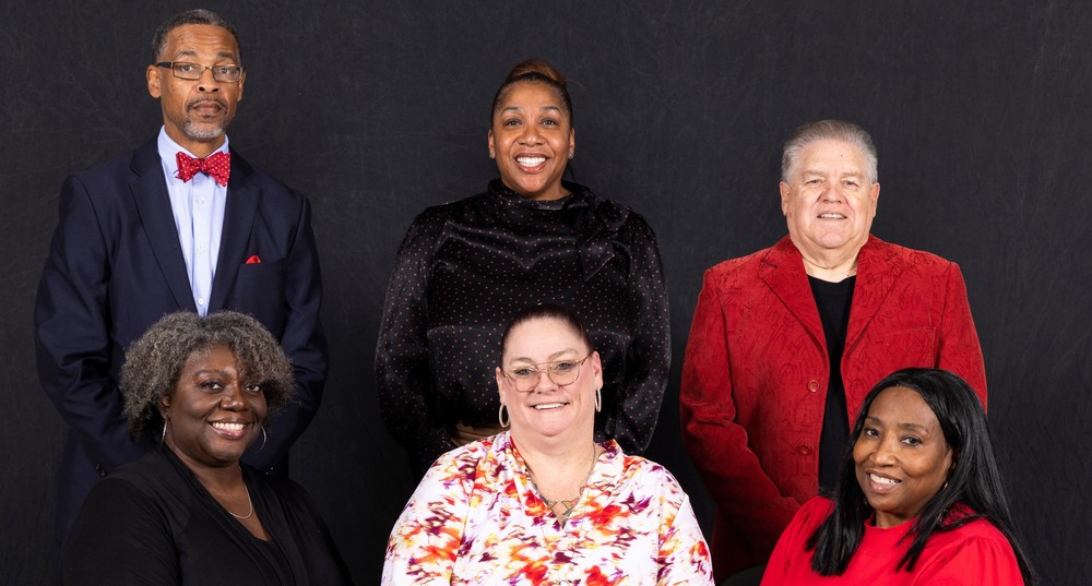 Bottom Row from left: Juanita Walker, Vice President; Tina Cvetkovich; and Brenda Kimble. Top row from left: Kenneth Donaldson; Tiffany Patterson, Board President; and Joseph Meranto. Not pictured is Jerome Williams. 