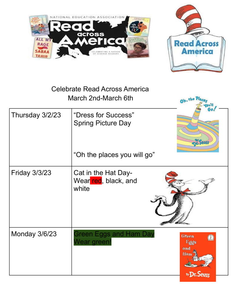 Celebrate Read Across America March 2nd-March 6th